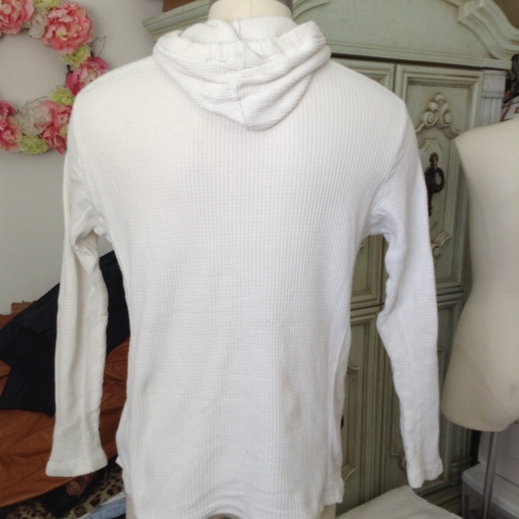 pd&c WHITE WAFFLE LONG SLEEVE HOODIE L - Picture 2 of 8